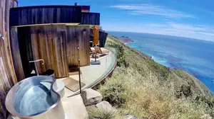 Oceanfront Suite with a Private Patio and Outdoor Hot Tub at teh Post Ranch Inn, Big Sur California.