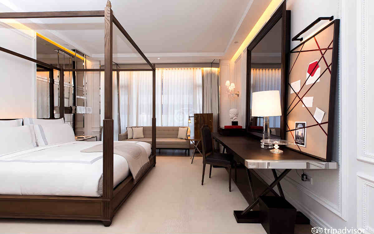 Luxury Suite with a 4-Poster King Bed at the Bacarrat Hotel in NYC