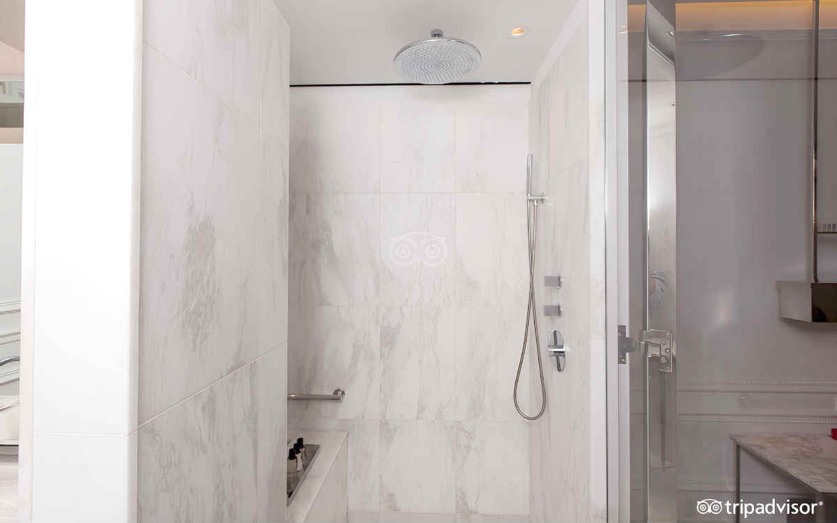 Photo of a Luxurious Walk-In Rain Shower at the Bacarrat Hotel in New York City