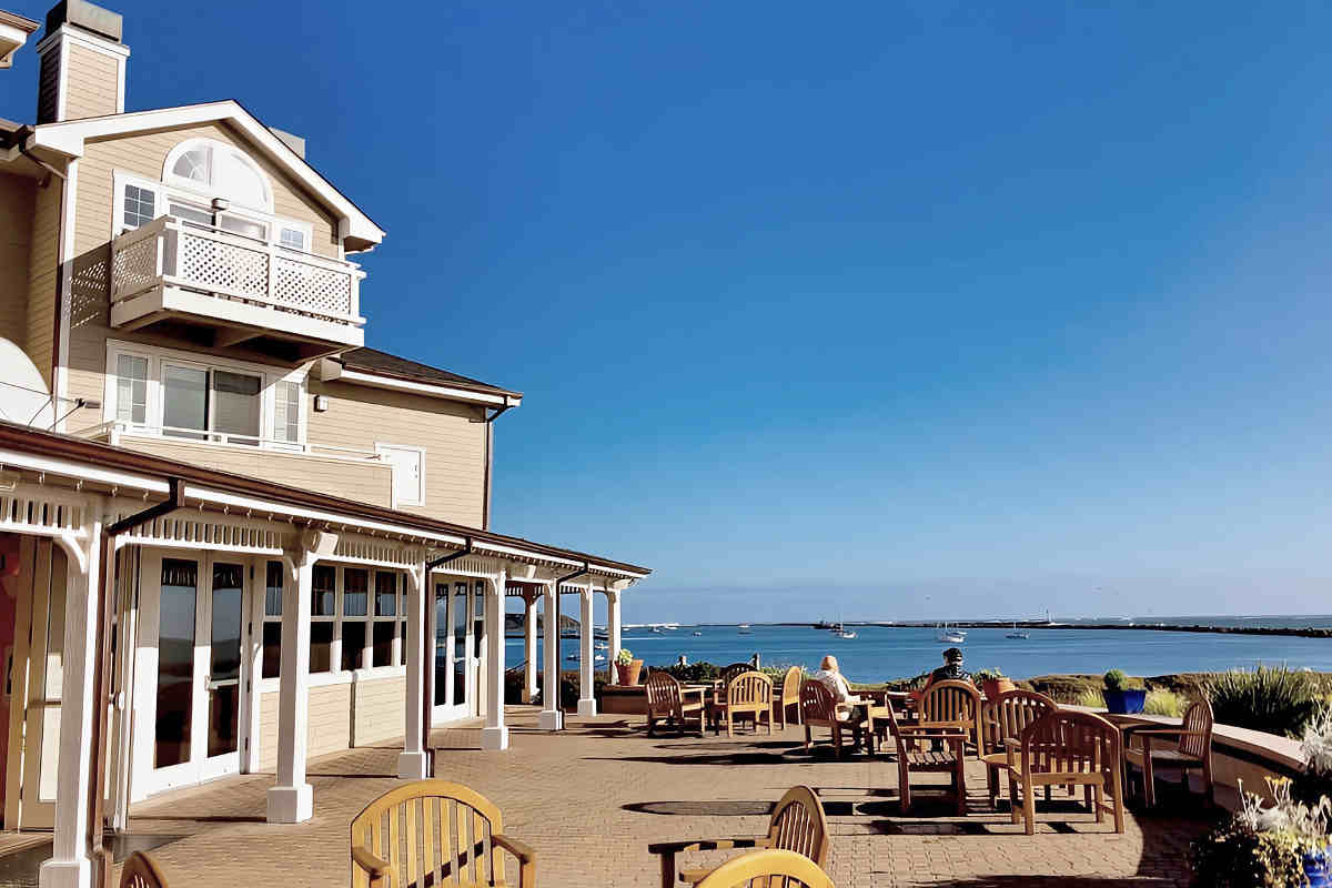 Outside Patio Area with Ocean View at the Beach House Hotel, Half Moon Bay, CA