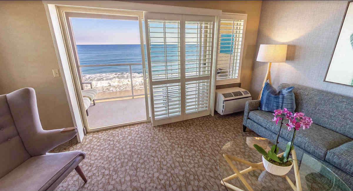 Oceanviews from Inside a Honeymoon Suite at Beach Terrace, Carlsbad CA