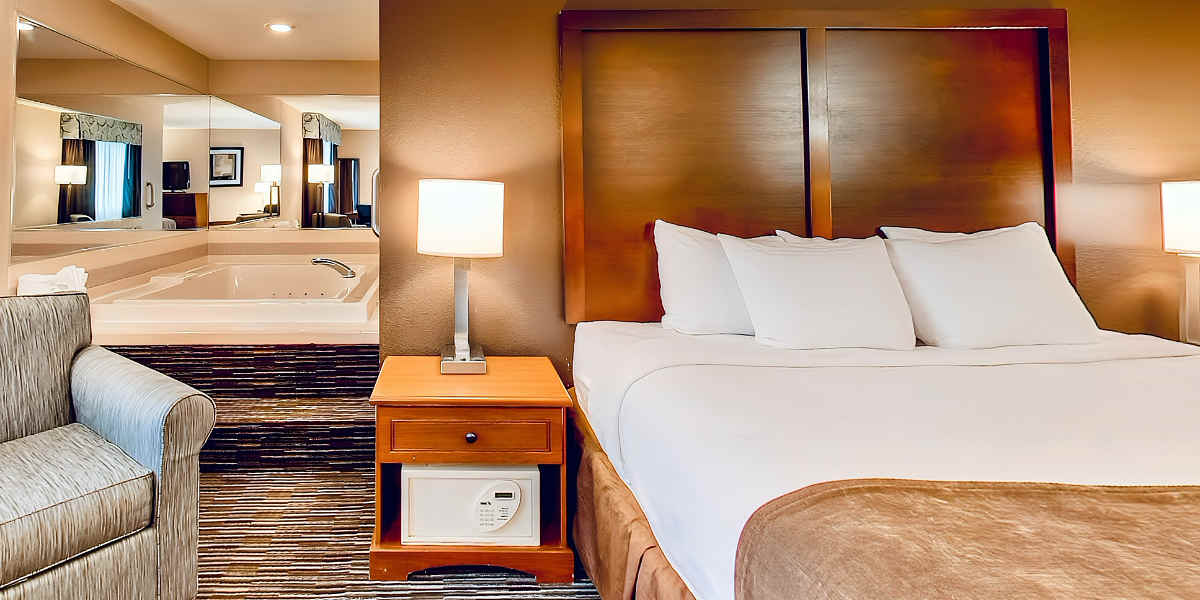 Spa Tub & King Bed in a Suite at Best Western Port Columbus, Ohio