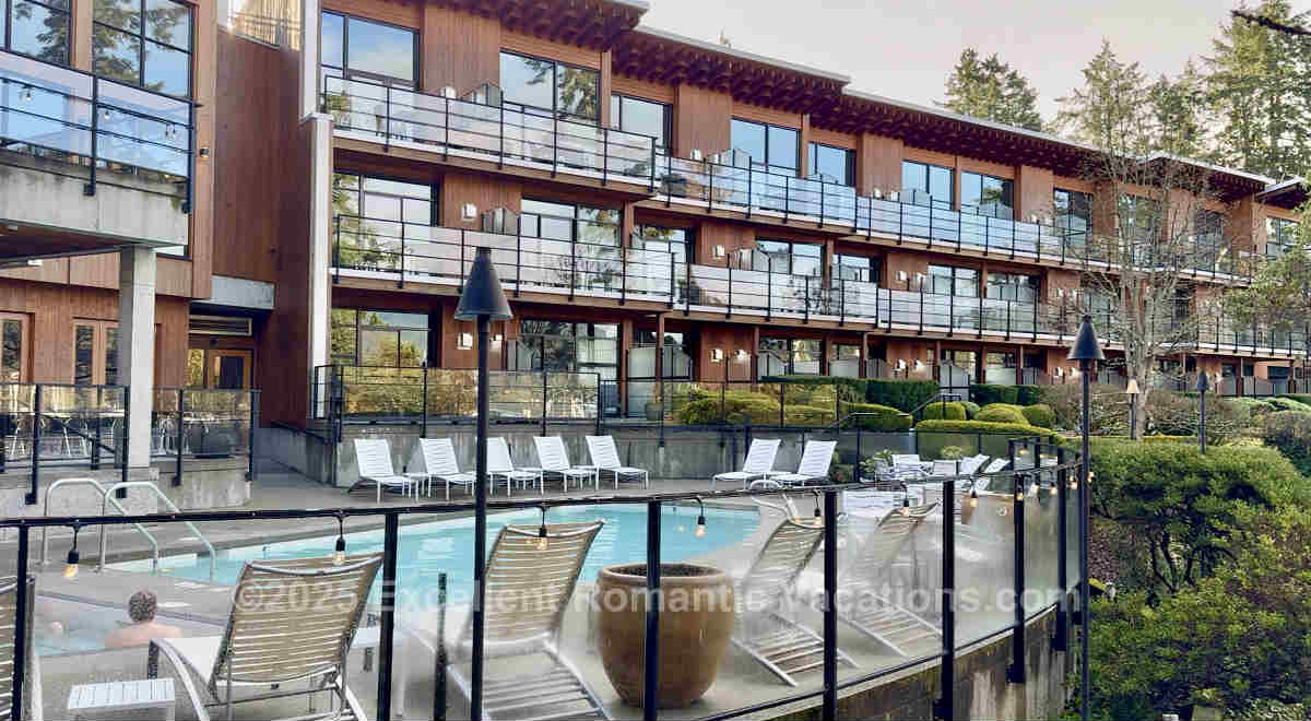 Photo of the Heated Outdoor Pool at the Adults-Only Brentwood Bay Resort & Spa, Brentwood Bay, BC