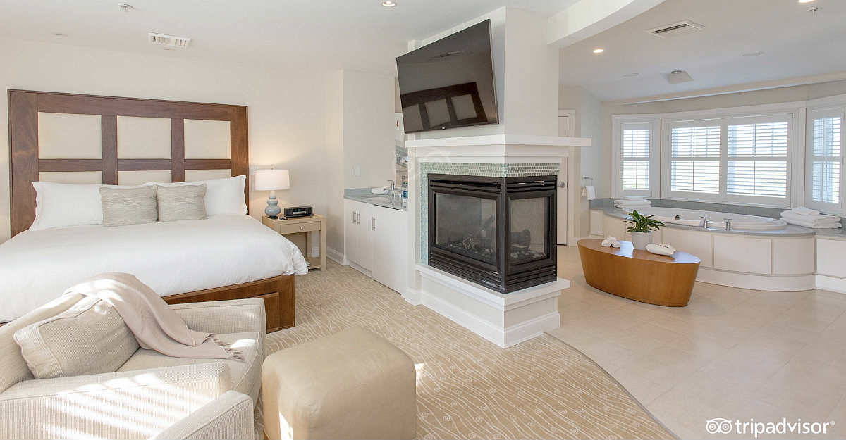 Honeymoon Suite with a King Bed and In-Room Jetted Spa Tub at the Chatham Bars Inn, Cape Cod MA