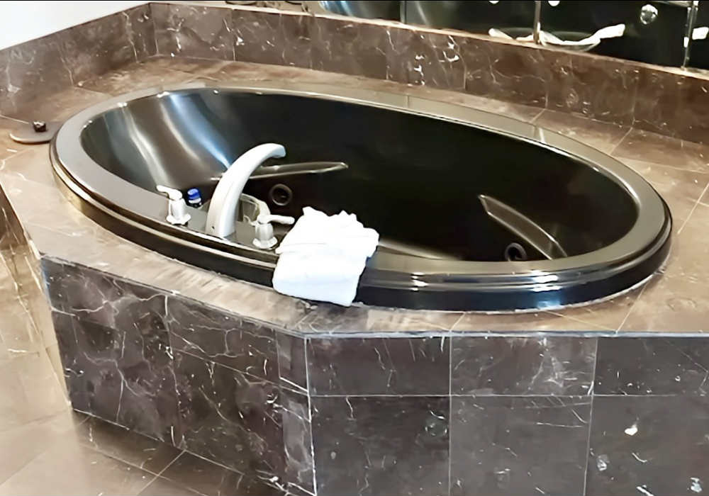 An In-Room Jet Black Whirlpool Tub at the Marriott Courtyard Oklahoma City North