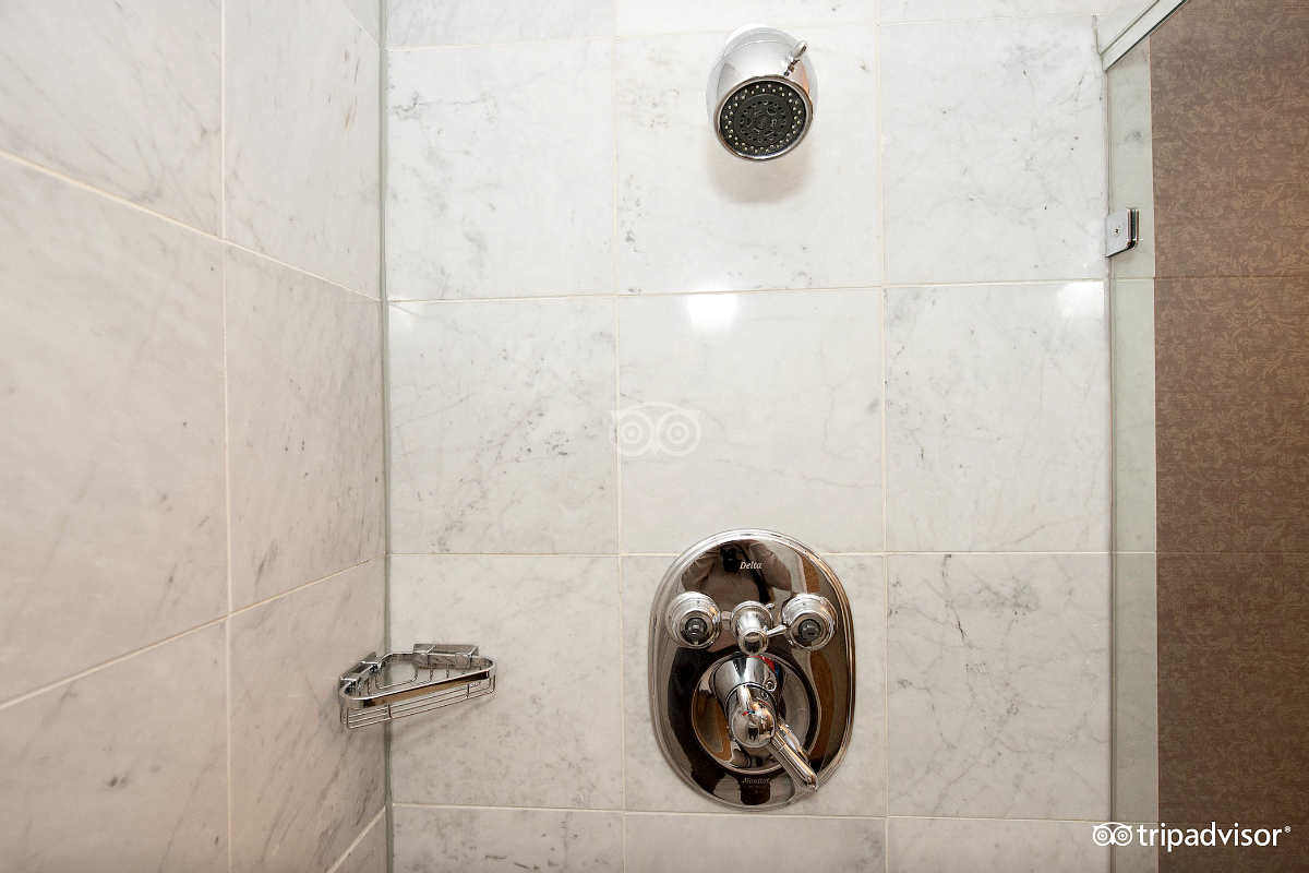 Luxury Spa Shower with Massaging Body Jets at the Dunhill Hotel in Charlotte, North Carolina.