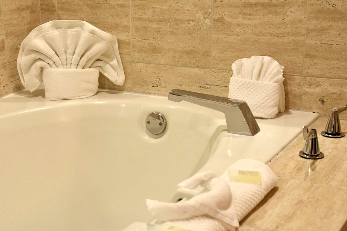 Jetted Spa Tub at the Embassy Suites Hilton Hotel in Brea, California.