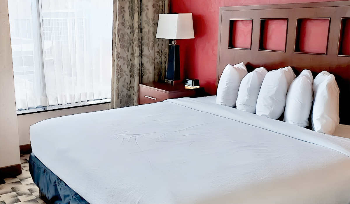 Romantic Room witha King Bed at Embassy Suites Hotel in Buffalo, NY.