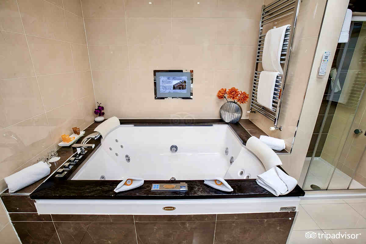 Huge & Private In-Room Jetted Tub for 2 Persons in the Penthouse Suite at the Fairview Hotel in Killarney, Ireland