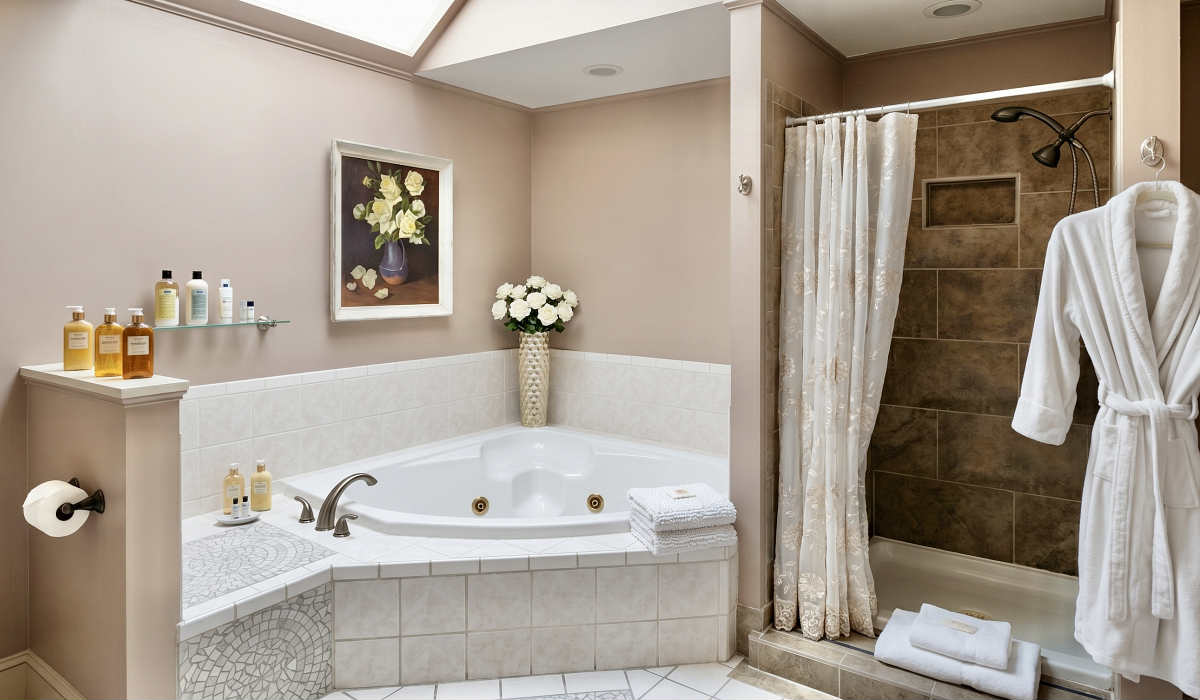 Master Bath Whirlpool Suite at the Chardonnay Suite, Garden & Sea Inn, Virginia.
