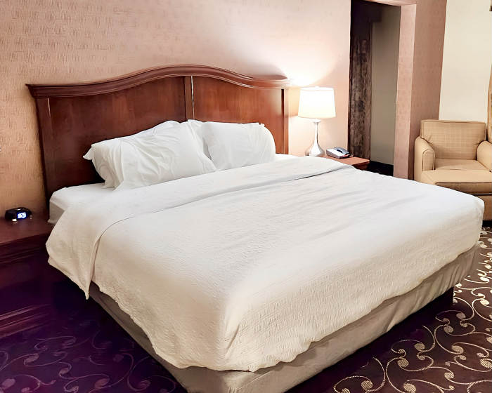 King Bed in a Room at the Hampton Inn, Brattleboro, VT