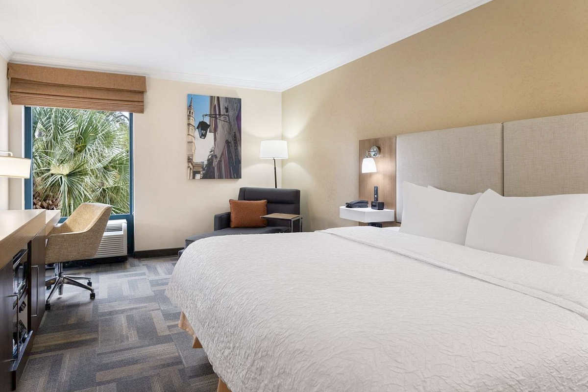 Romantic Suite with a King Bed at the Hampton Inn Charleston North, SC.