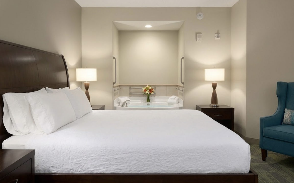 Beautiful King Whirlpool Suite in Downtown Minneapolis at the Hilton Garden Inn.