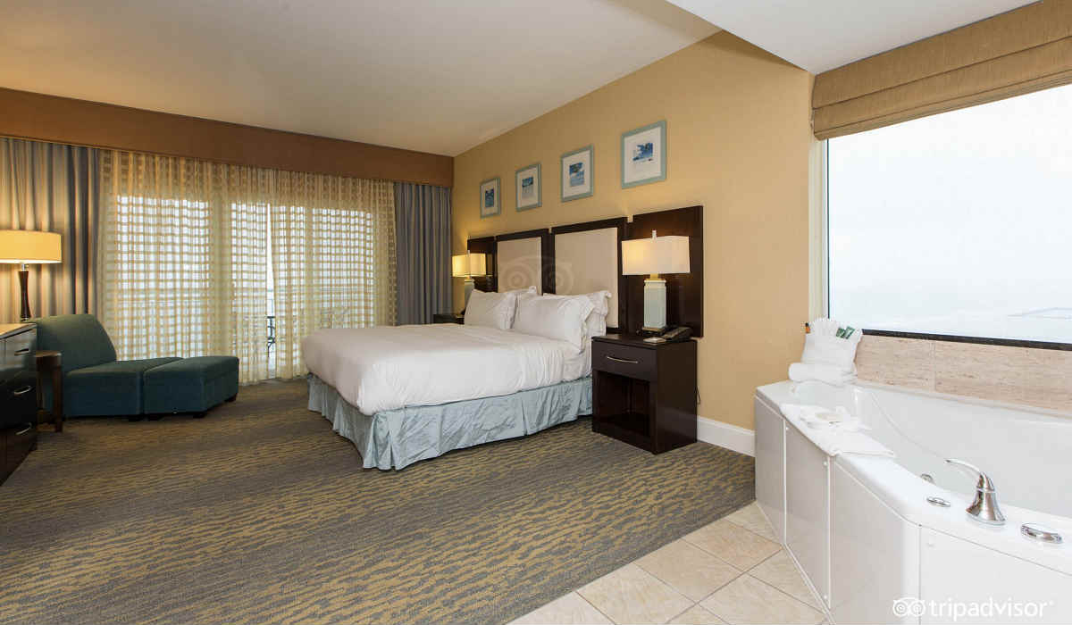 A King Bed Whirlpool Suite at the Hilton Ocean City Oceanfront Suites, Maryland
