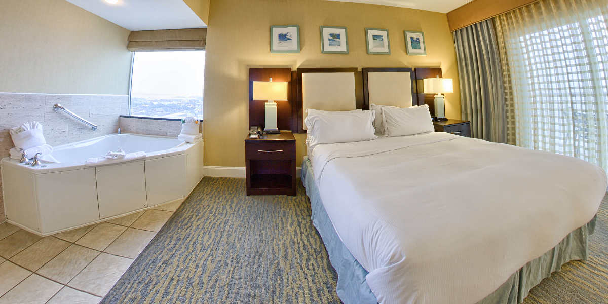 A King Bed Whirlpool Suite at the Hilton Ocean City Oceanfront Suites, Maryland