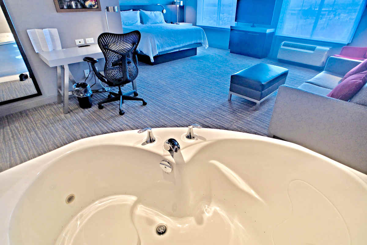 Private In-Room Whirlpool Tub at the Hilton Garden Inn Near Toronto Airport