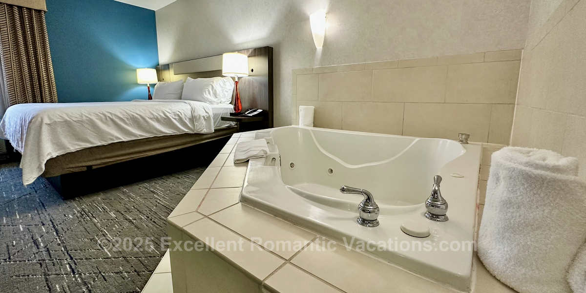 Holiday Inn Express near Washington DC jetted tub suite with king bed