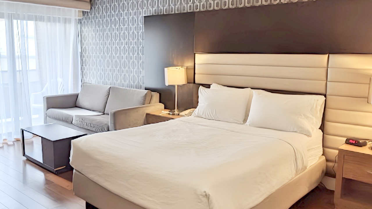 King Bed in a Romantic Whirlpool Suite at Holiday Inn Niagara Falls by the Falls