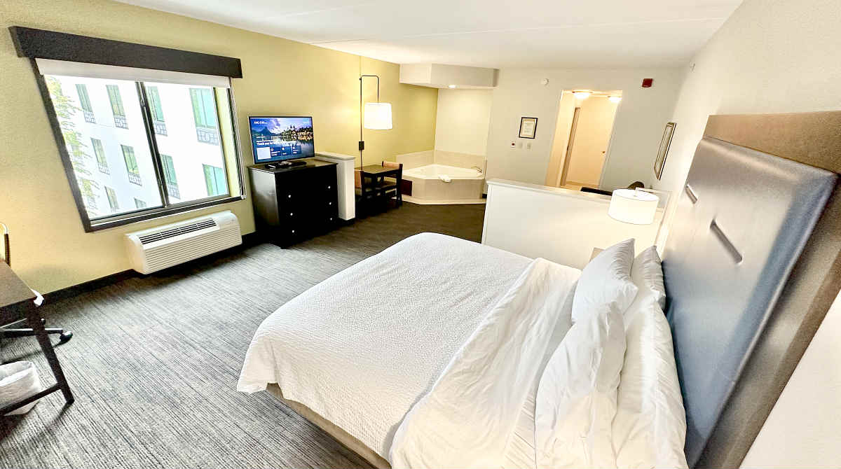 King Suite with a2-Person Whirlpool Tub at the Holiday Inn Express and Suites in Wilmington, Delaware