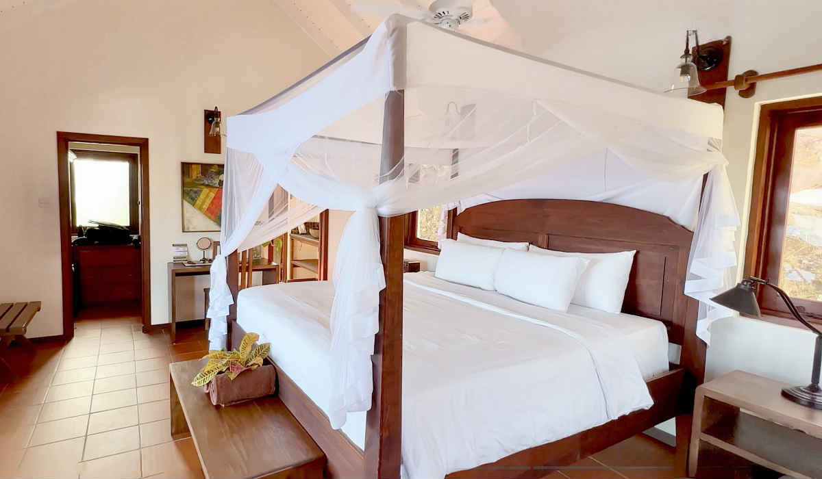 Beautiful Four-Poster Bed in a Honeymoon Suite at Ti Kaye Resort, St. Lucia