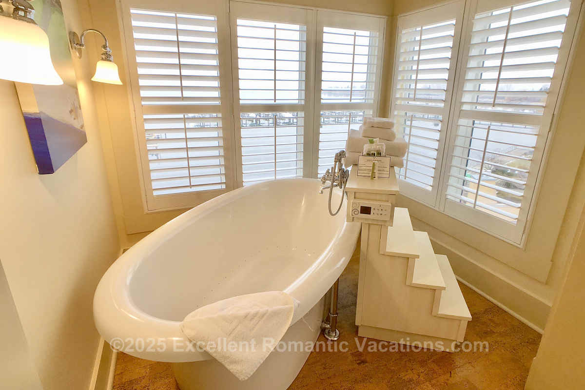 Jetted Spa Tub with Lake View at the Hotel Eldorado in Kelowna, BC