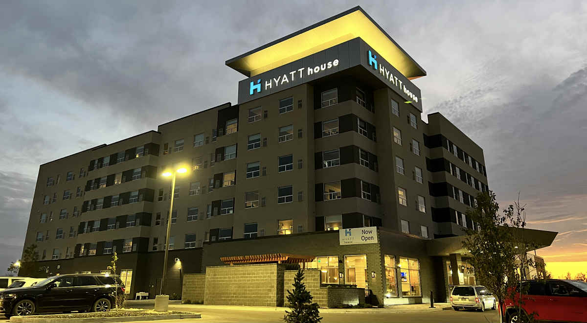 Outside View in the Evening of the Hyatt House Winnipeg South Hotel