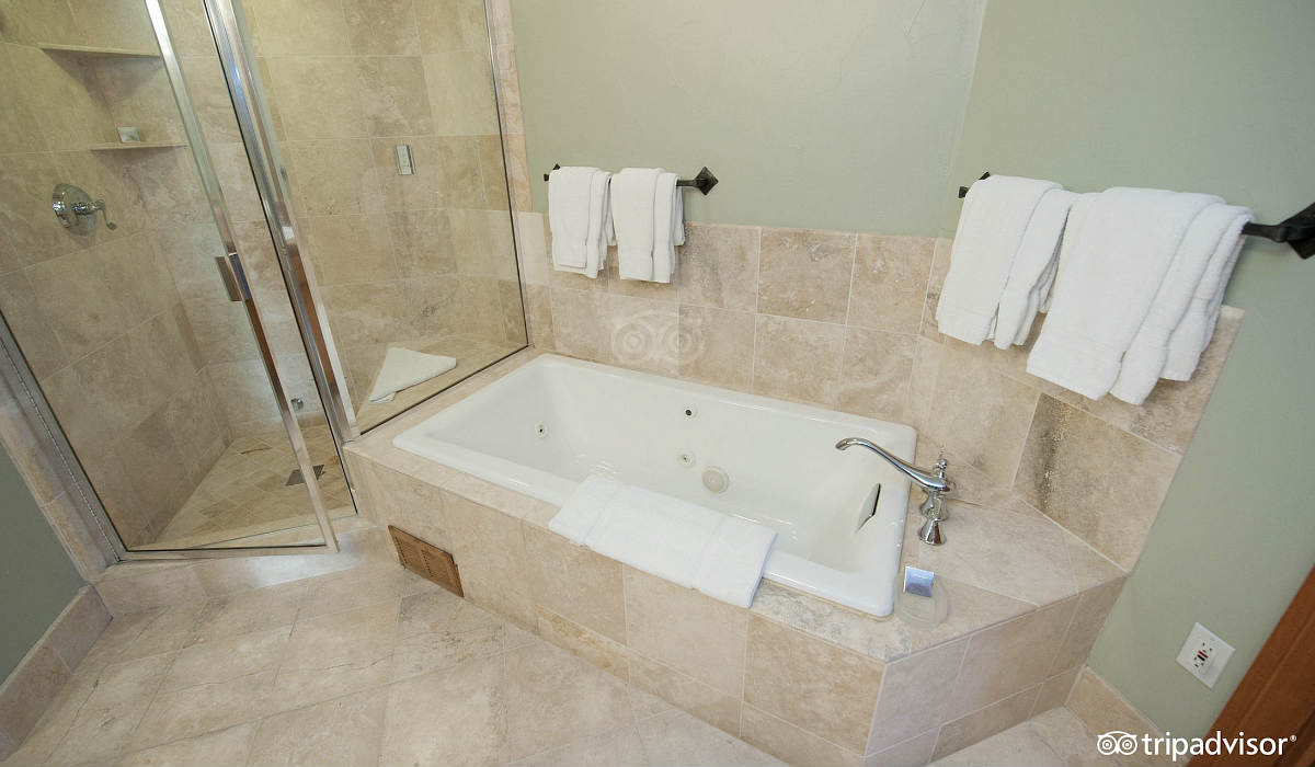 Master Bath with Shower and Whirlpool Tub at the Inn at Lost Creek, Telluride CO