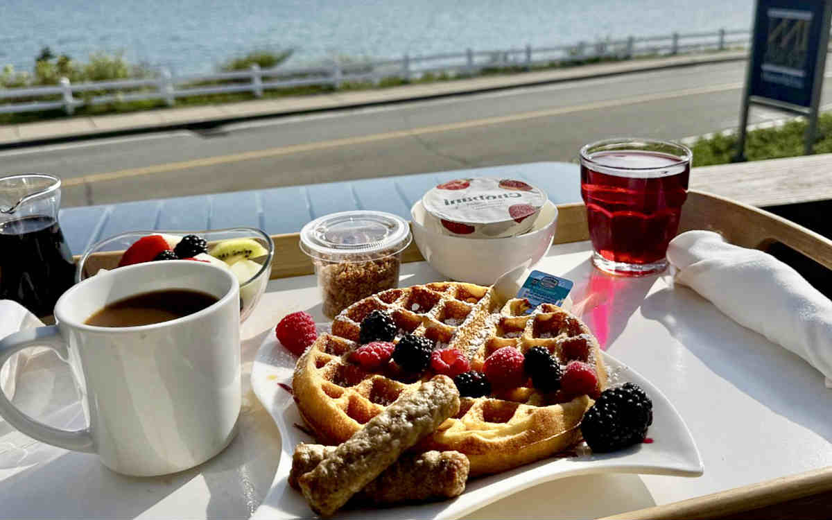 Delicious Breakfast on a Private Oceanview Balcony at Inn on the Sound, Cape Cod MA