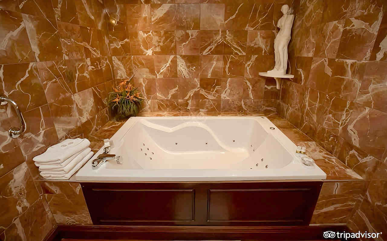 Oversized Jetted Spa Tub in a Deluxe Suite at Harvey's Point Hotel, Donegal Town, Ireland