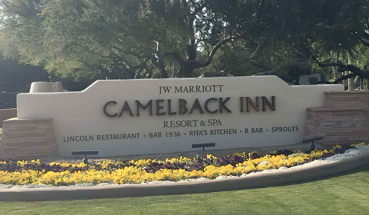 Sign at the Entrance to JW Marriott Camelback Inn Resort in Scottsdale, AZ.