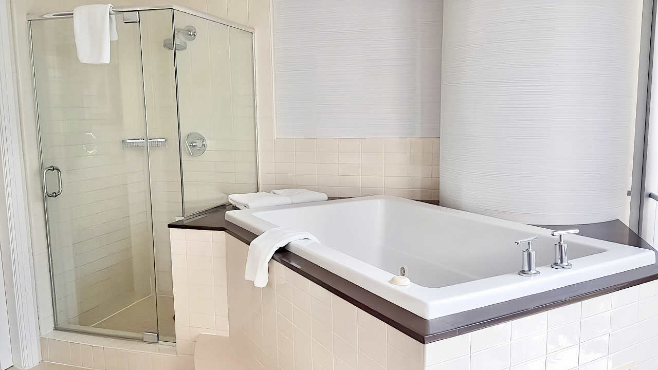 Spacious 2-Person Spa Tub in a Suite at Le Meridian Hotel in Arlington, Virginia