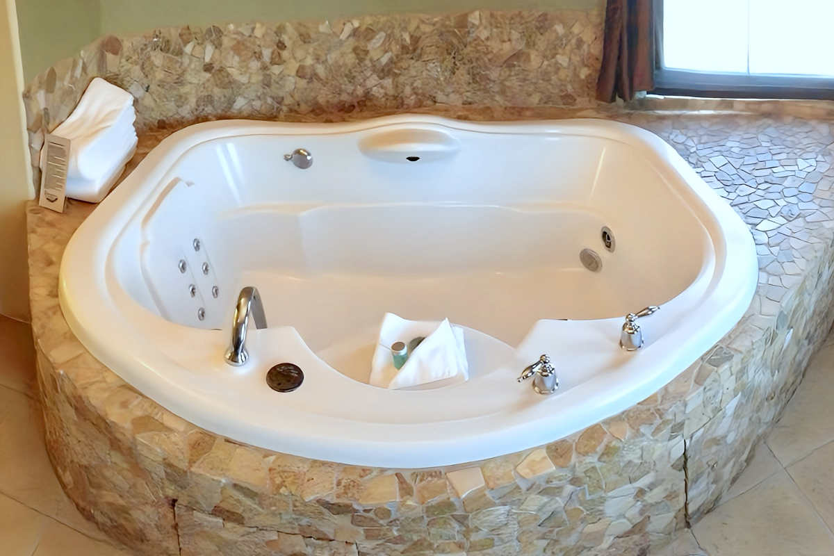 Jetted Tub Large Enough for 2 Persons in the Turret Honeymoon Suite at the Bavarian Lodge in Leavenworth, WA