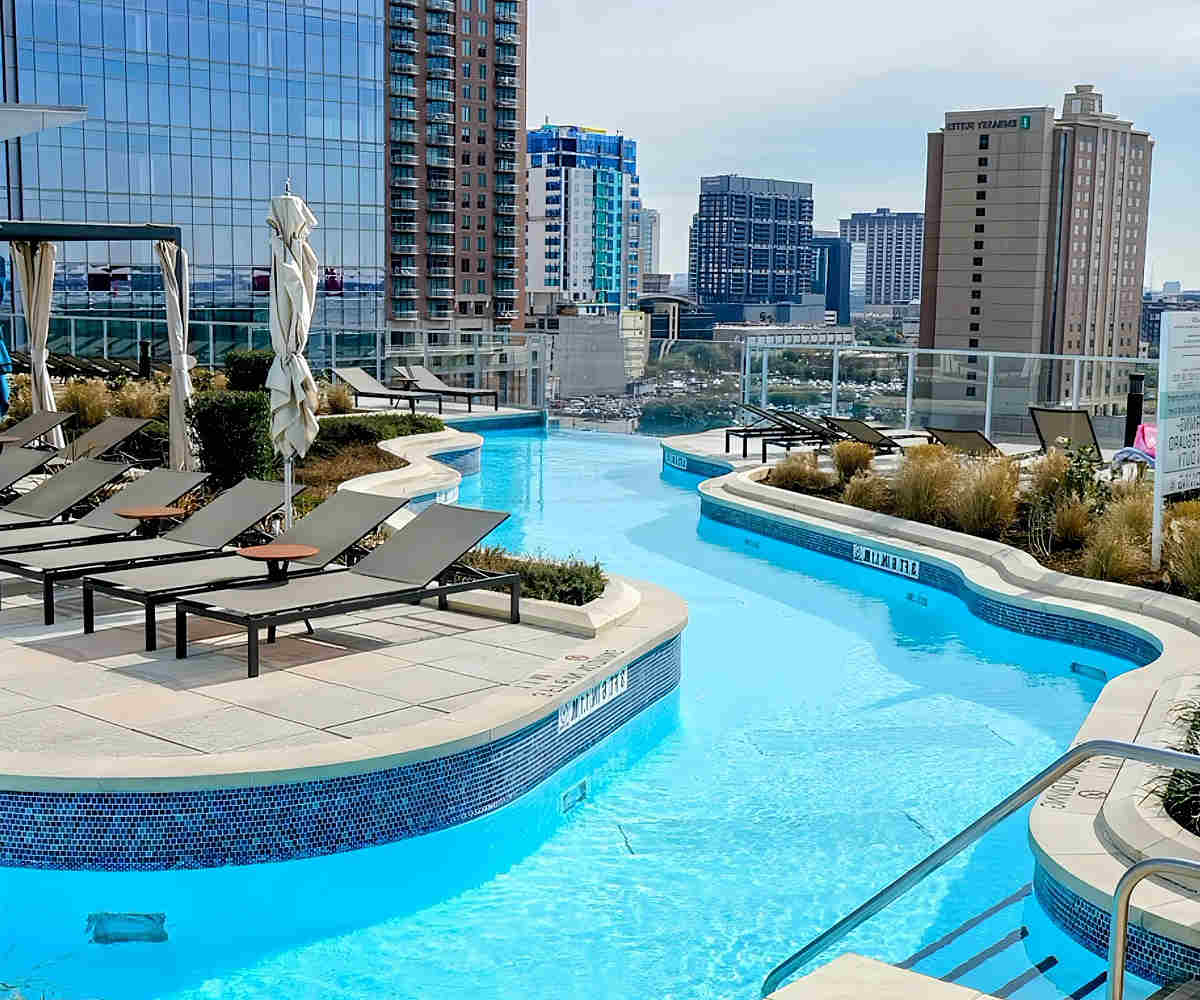 Lazy River Pool at the Marriott Marquis in Houston TX.