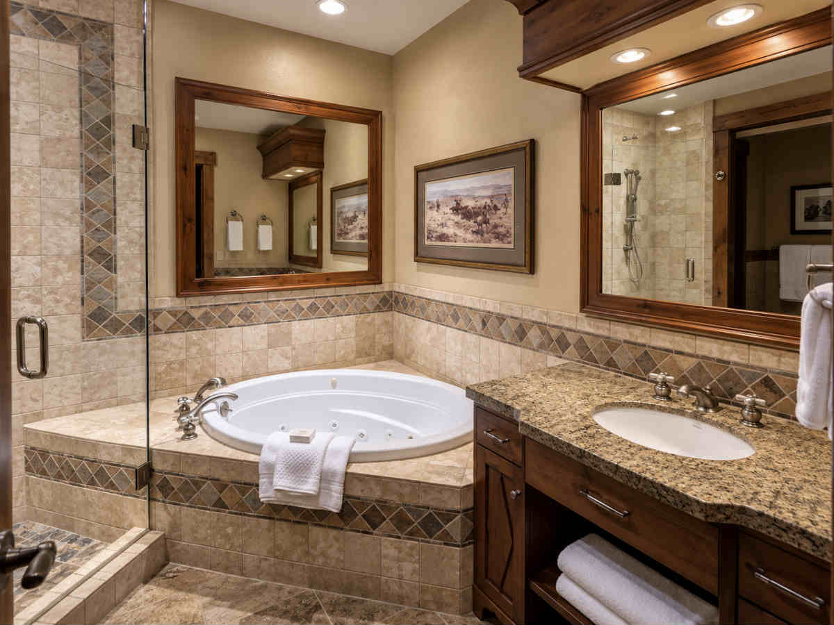 Beautiful Master Bath with Jetted Tub in a Suite at Hotel Park City, Utah