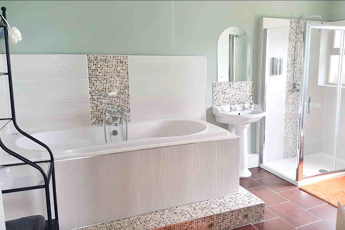 Jetted Tub in the Master Bath of a Suite at Meadows Bed and Breakfast, County Donegal, Ireland