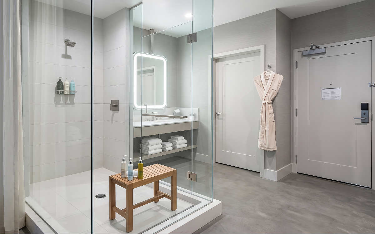 Beautiful Spa-Stule Bathroom with Walk-in Shower in a Suite at Mountain Shadows Resort in Scottsdale, AZ
