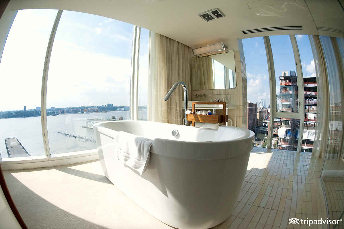 Beautiful suite with a soaker tub and views at the Standard High Line Hotel in New York City