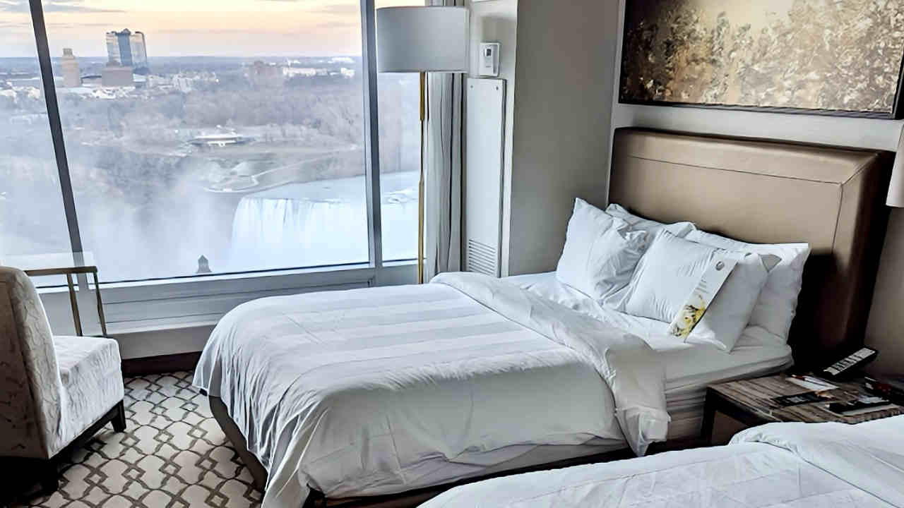 King Bed with a View of Niagara Falls at the Marriott Fallsview Hotel