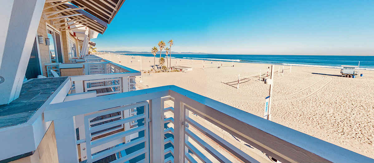 Great Views of the Beach and Ocean from the Balcony of a Suite at the Beach House in Hermosa Beach, California