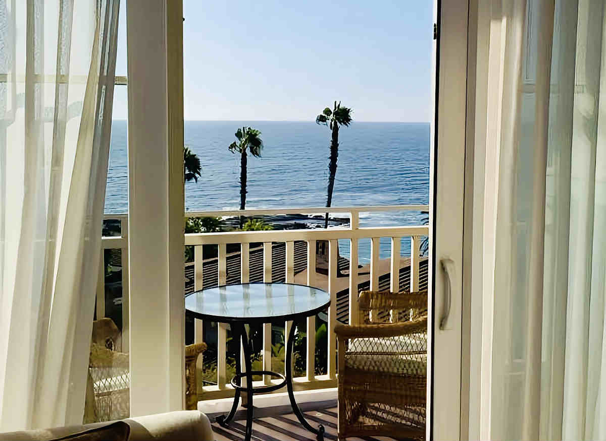 View of the Pacific Ocean from a Private Balcony in a Suite at Montage Laguna Beach, California