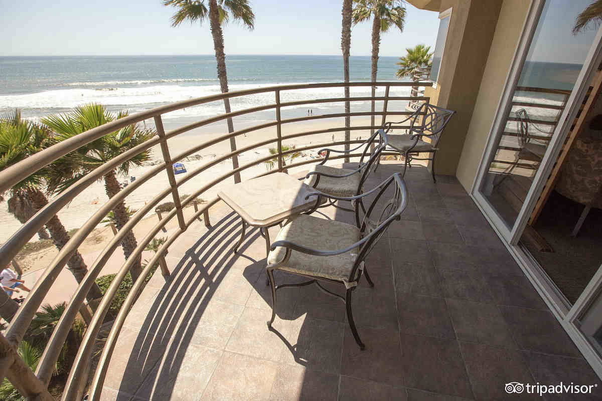 Private Balcony with Pacific Ocean View in a Romantic Suite at the Pacific Terrace Hotel, San Diego CA