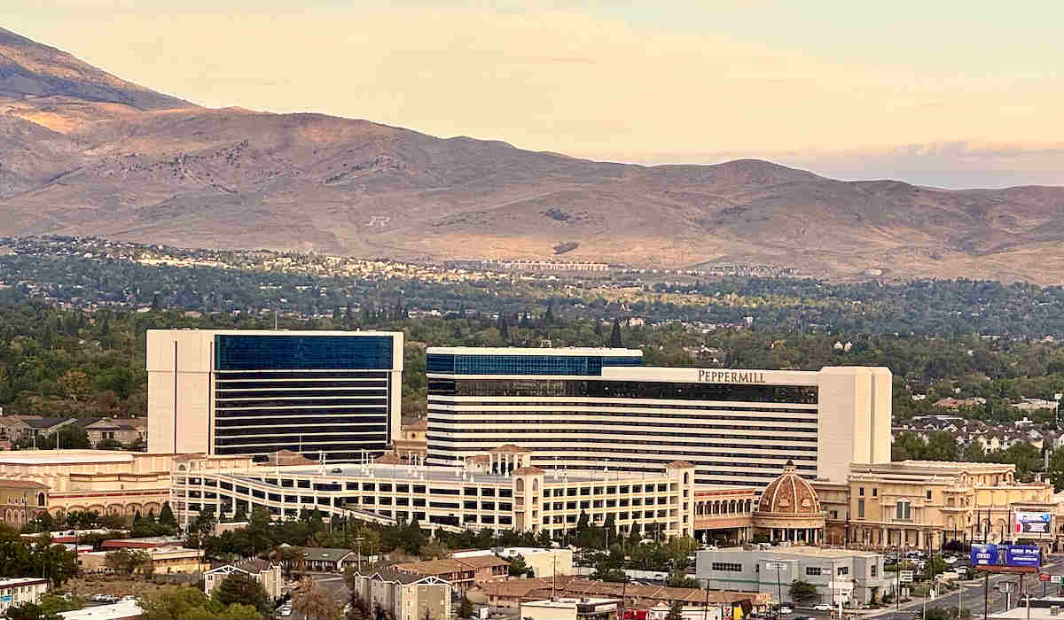 Aerial View of Peppermill Resort in Reno, NV