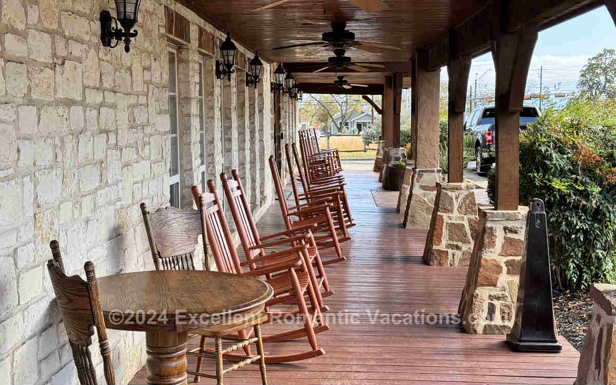 Rocking Chairs on the Porch at the Best Western Plus in Fredericksburg, TX