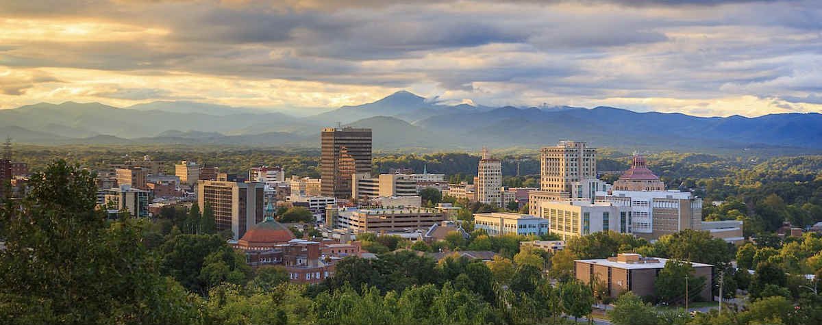 View of Asheville NC & the Blue Ridge Mountains