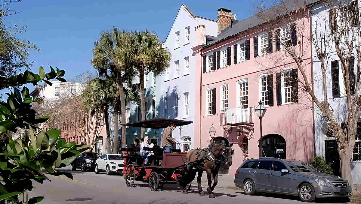 Horse-Drawn Carriage on a Street in Charleston, SC.