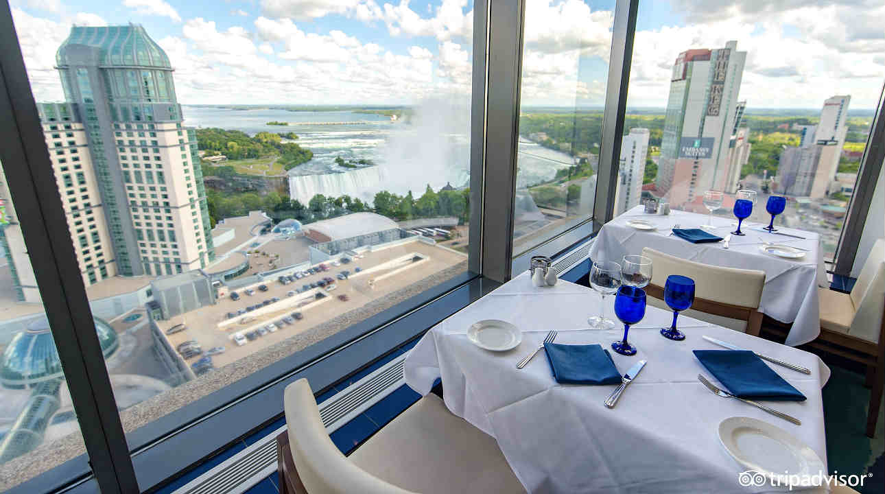 Romantic Restaurant with a Spectacular Waterfall View at the Hilton Niagara Falls Fallsview Hotel