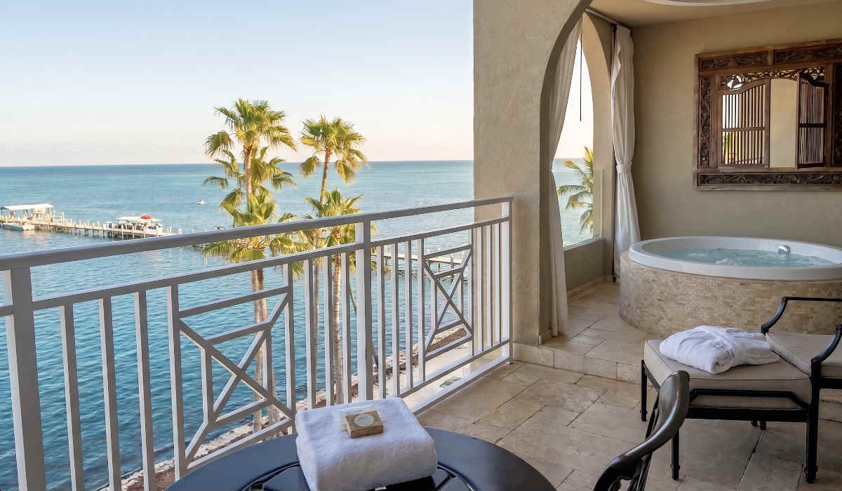 Oceanview Honeymoon Suite with a Private Balcony and Hot Tub at Cheeca Lodge, Florida Keys.