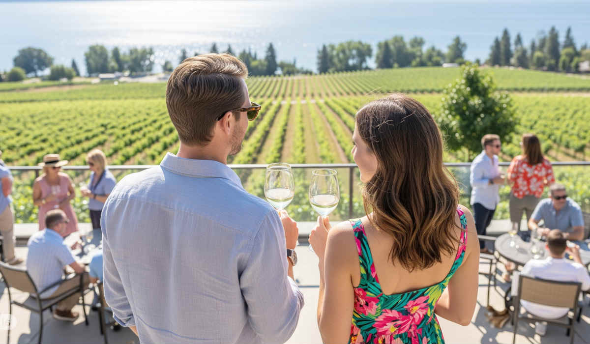 Couple on a Romantic Wine Tasting Tour in BC's Okanagan Valley