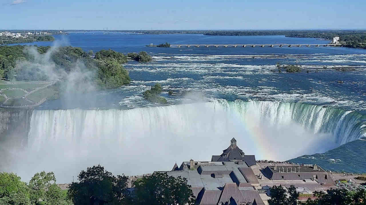 View of Niagara Falls from an Upper Floor Room at the Oakes Hotel Overlooking the Falls, Niagara Falls.