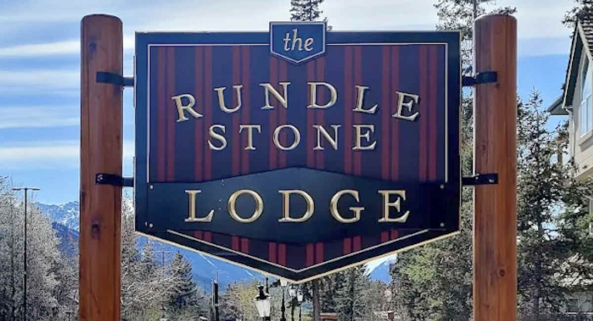 Sign in Front of Rundlestone Lodge, Banff Alberta